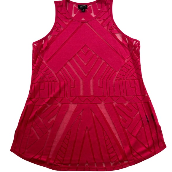 Nicole by Nicole Miller Tops - Nicole by Nicole Miller Hot Pink Geometric Burnout Tank Top Womens Medium Modern